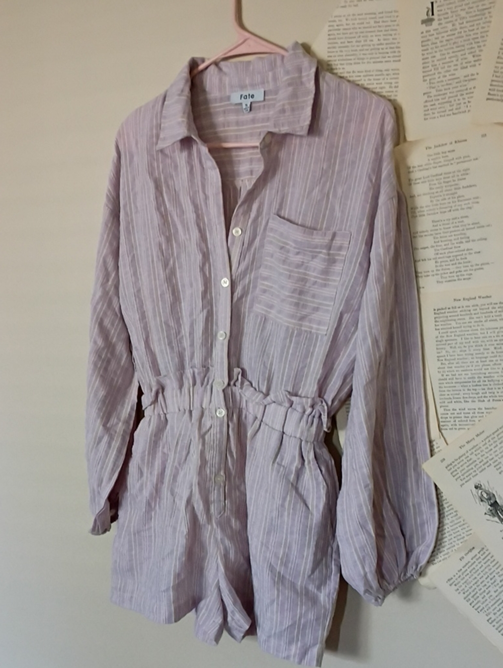 Fate Long Sleeved Shorts Romper Striped